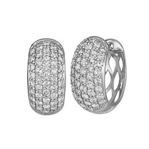 0.50 Carat Natural Diamond Hoop Huggie Earrings G SI 14K White Gold